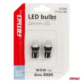 AMIO LED žárovky 360 Pure Light Series STANDARD T10 W5W 2x3020 SMD White 12V/24V_thumb5