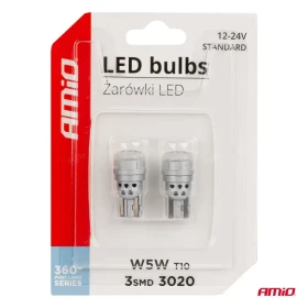 AMIO LED žárovky 360 Pure Light Series STANDARD T10 W5W 3x3020 SMD White 12V/24V_thumb5