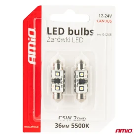 AMIO LED žárovky CANBUS 12SMD Festoon C5W 3838 36mm White 12/24V_thumb5