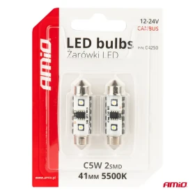 AMIO LED žárovky CANBUS 12SMD Festoon C5W 3838 41mm White 12/24V_thumb5