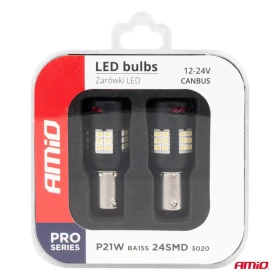 AMIO LED žárovky CANBUS PRO series BA15S P21W R10W R5W 24x3020 SMD FAN White 12V/24V_thumb5