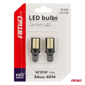 AMIO LED žárovky CANBUS PRO series T15e W16W 54x4014 SMD White 12V/24V_thumb5