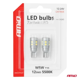 AMIO LED žárovky CANBUS T10 W5W 12 SMD 3030 Bílá 12V 24V_thumb5