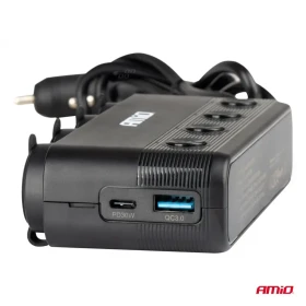 AMIO Čtyřnásobná prodlužovací zásuvka PD30W QC3.0 12/24V max 216W_thumb4