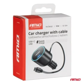 AMIO Rychlá autonabíječka 3.0 s 30W C navíjecím kabelem PD20W_thumb5