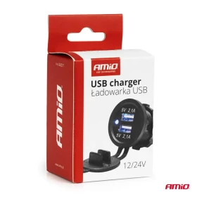 AMIO Vodotěsná nabíječka s modrým LED indikátorem 4,2A 2xUSB 12/24V_thumb5