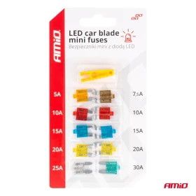 AMIO Autopojistky nožové mini s led diodou 10ks_thumb5