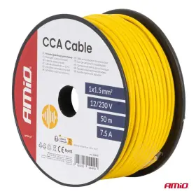 AMIO Jednožilový reproduktorový vodič CCA 1x1.5mm2 50m 7.5A 12/230V žlutý_thumb5