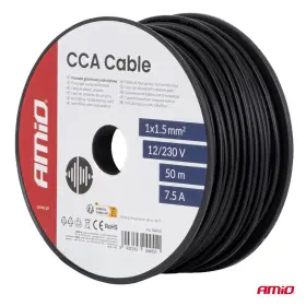 AMIO Jednožilový vodič reproduktoru CCA 1x1.5mm2 50m 7.5A 12/230V černý_thumb5