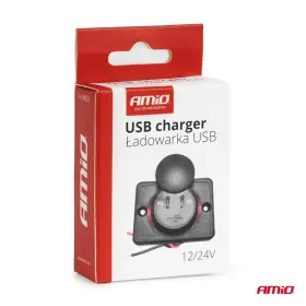 AMIO Nabíječka do auta 2x USB-C čtvercová s červeným LED podsvícením 12/24V vodotěsná_thumb5