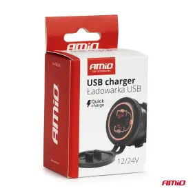 AMIO Vodotěsná nabíječka s vypínačem ČERVENÉ LED podsvícení 2xUSB C 12/24V_thumb5