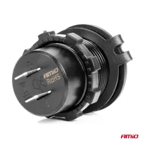 AMIO Nabíječka do auta USB + USB-C se spínačem a voltmetrem QC3.0 12/24V vodotěsná_thumb5