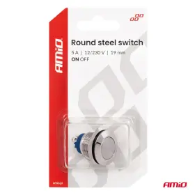 AMIO Plochý kulatý ocelový vypínač ON/OFF 19mm 5A 12/230V_thumb7