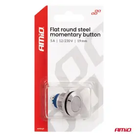 AMIO Momentové tlačítko ploché kulaté ocelové 19 mm 5 A 12/230 V_thumb7