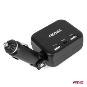 AMIO Prodlužovací zásuvka 2x USB-A 1x USB-C 12/24V 100W 180°_thumb4