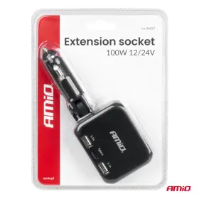 AMIO Prodlužovací zásuvka 2x USB-A 1x USB-C 12/24V 100W 180°_thumb8