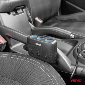 AMIO Prodlužovací zásuvka 2x USB-A ON/OFF LED 12/24V 100W 70cm_thumb5