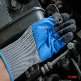 AMIO Polyesterové ochranné rukavice potažené latexovou pěnou 3/4 povrchu velikost 11 třída 3131X 2 páry_thumb4