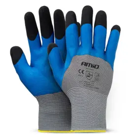 AMIO Polyesterové ochranné rukavice potažené latexovou pěnou 3/4 povrchu velikost 8 třída 3131X 2 páry_thumb8