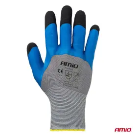 AMIO Polyesterové ochranné rukavice potažené latexovou pěnou 3/4 povrchu velikost 8 třída 3131X 2 páry_thumb7