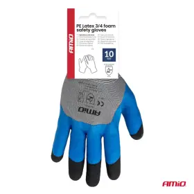 AMIO Polyesterové ochranné rukavice potažené latexovou pěnou 3/4 povrchu velikost 9 třída 3131X 2 páry_thumb9