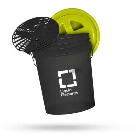 LIQUID ELEMENTS Washing Bucket - Černé mycí vědro 20L s mřížkou a víkem