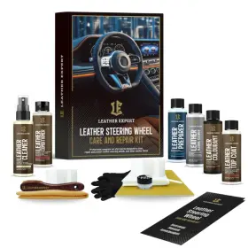 LEATHER EXPERT Leather Steering Wheel Care Matte - Sada na renovaci a údržbu volantu černá matná