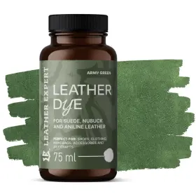 LEATHER EXPERT Leather Dye Army Green - Barvivo na semiš a nubuk zelené 75ml