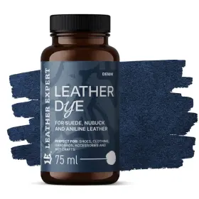 LEATHER EXPERT Leather Dye Denim - Barvivo na semiš a nubuk denim modré 75ml
