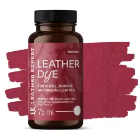 LEATHER EXPERT Leather Dye Maroon - Barvivo na semiš a nubuk vínově červené 75ml
