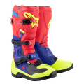 boty TECH 3, ALPINESTARS (červená/modrá/žlutá fluo/černá, vel. 38)